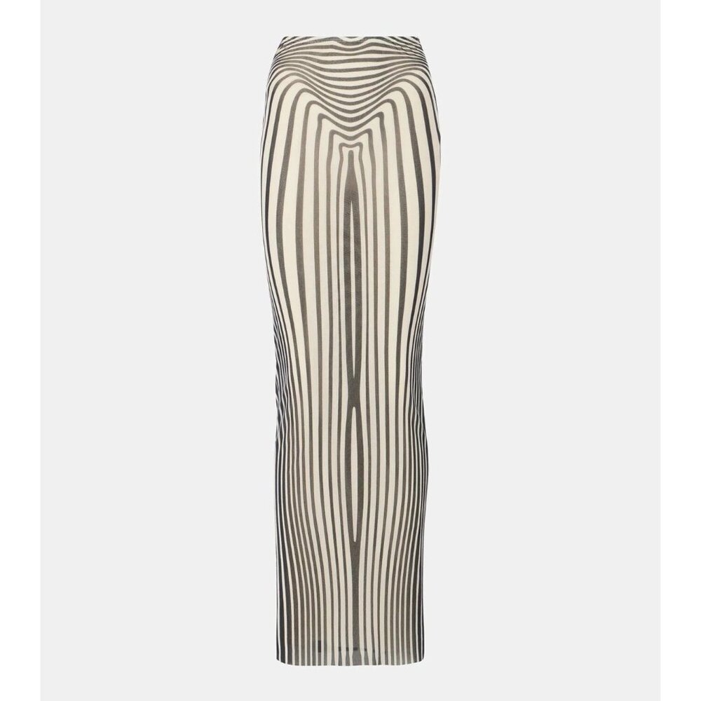 Jean Paul Gaultier Body Morphing Maxi Skirt in Ecru Navy